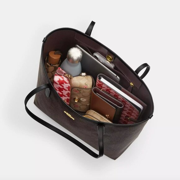 NWT - COACH City Tote Bag - CR111 Pebbled Leather/Silver/Light Saddle - $398 - Picture 7 of 15